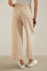 Wide leg crop high waist linen pant