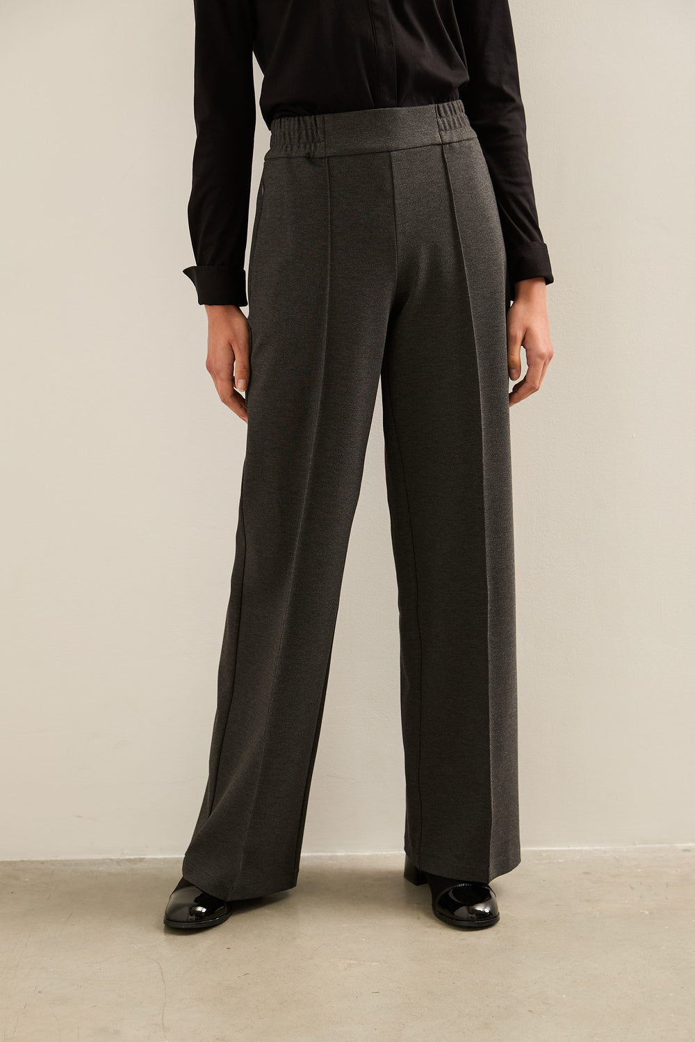 Wide Leg Ponte Pant With Elastic Waist