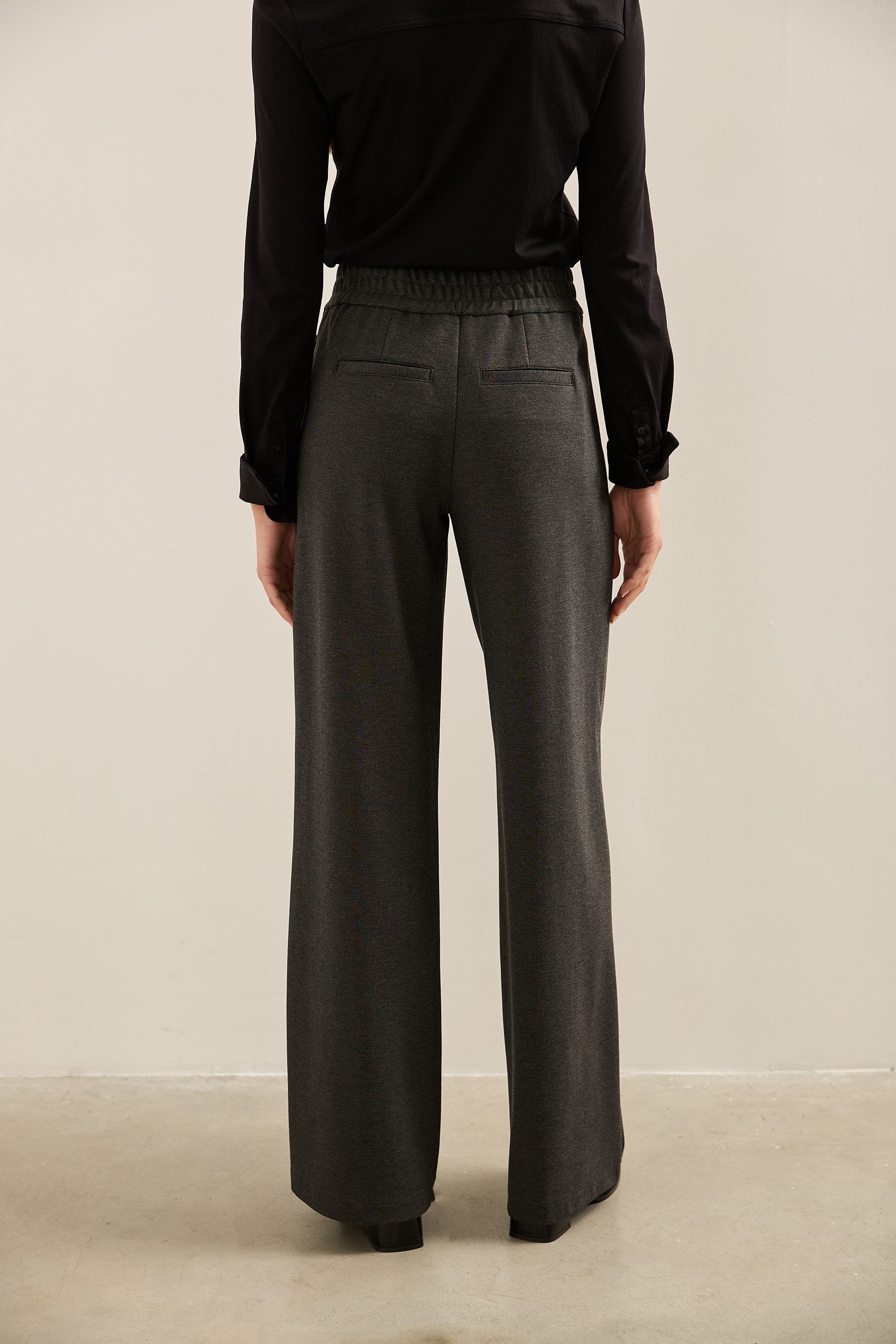 Wide Leg Ponte Pant With Elastic Waist