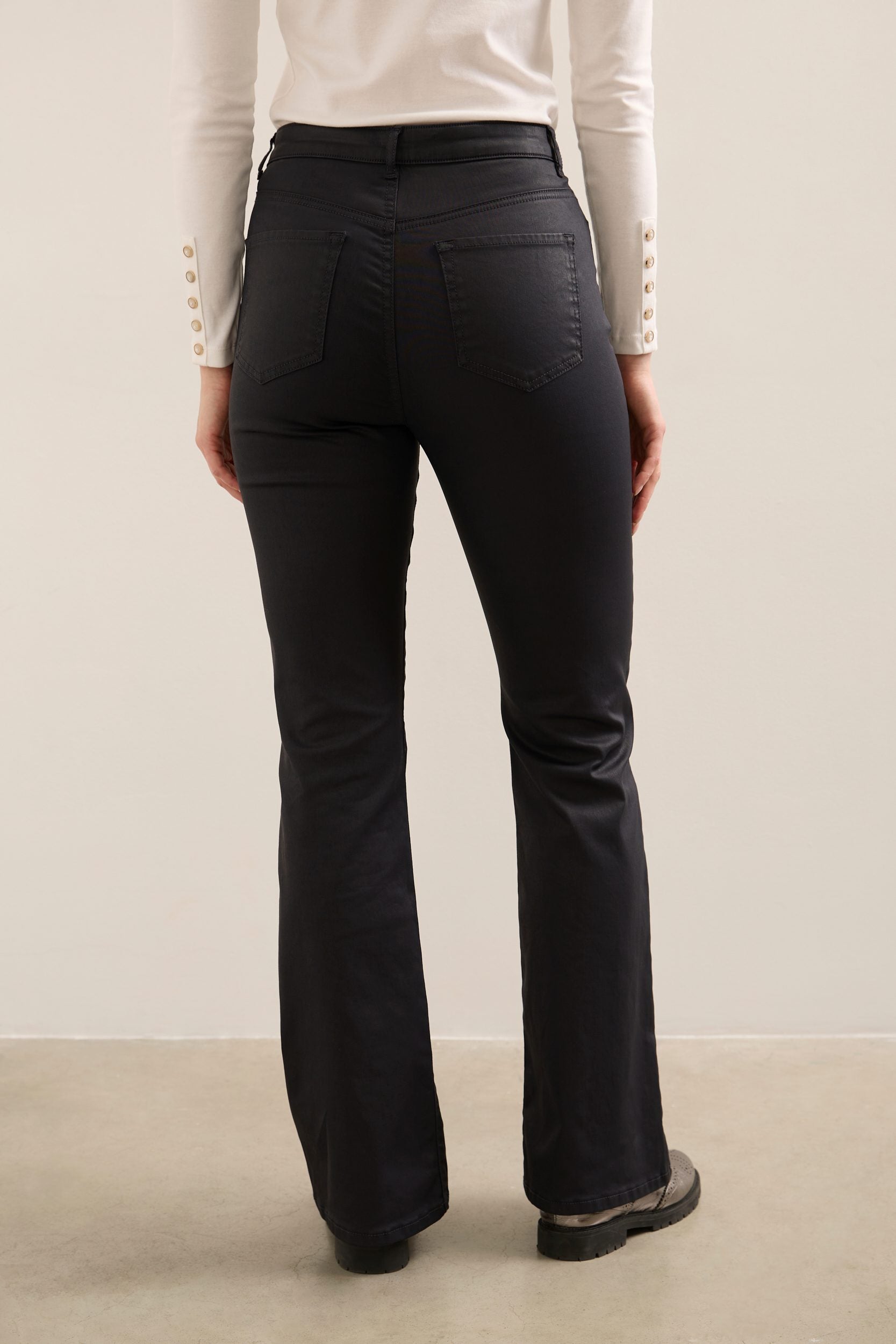 High Waist Bootcut Coated Pant