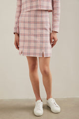 Plaid skirt with front slits