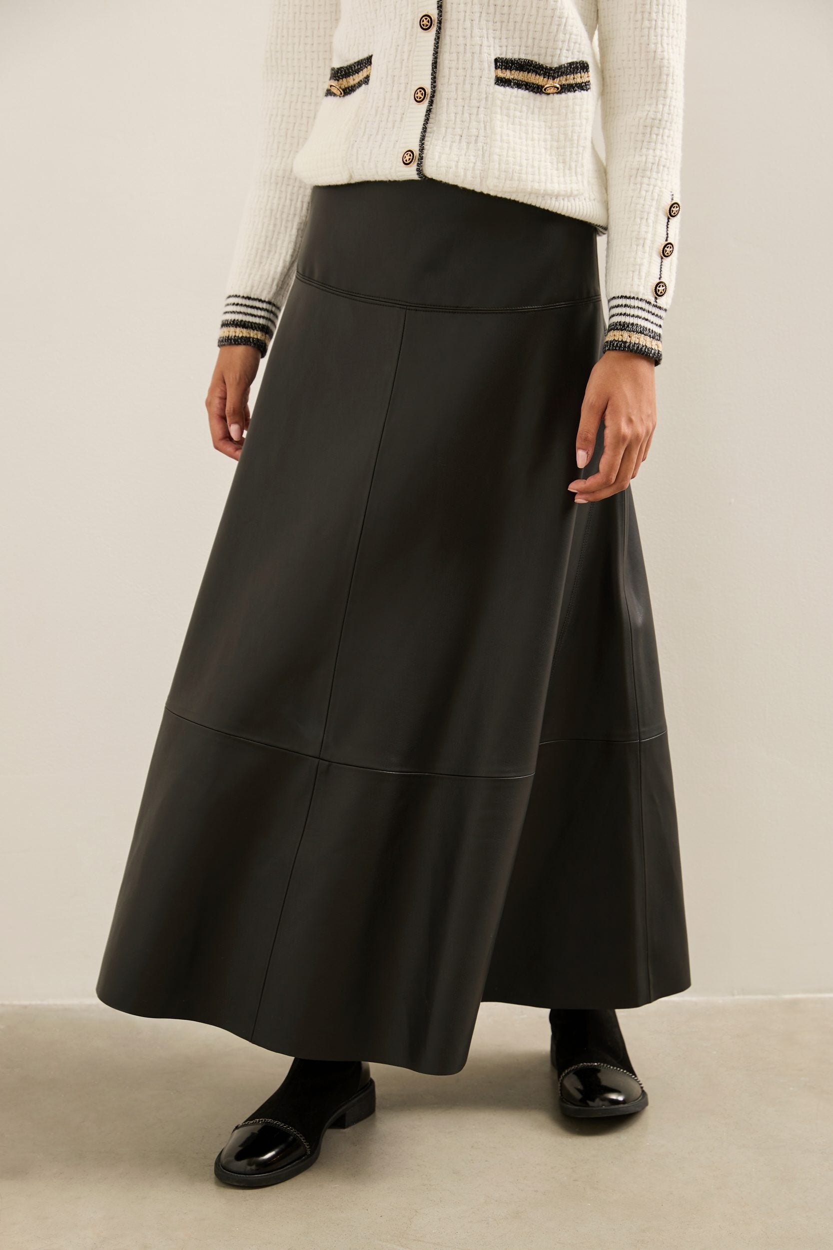 Long Vegan Leather Skirt