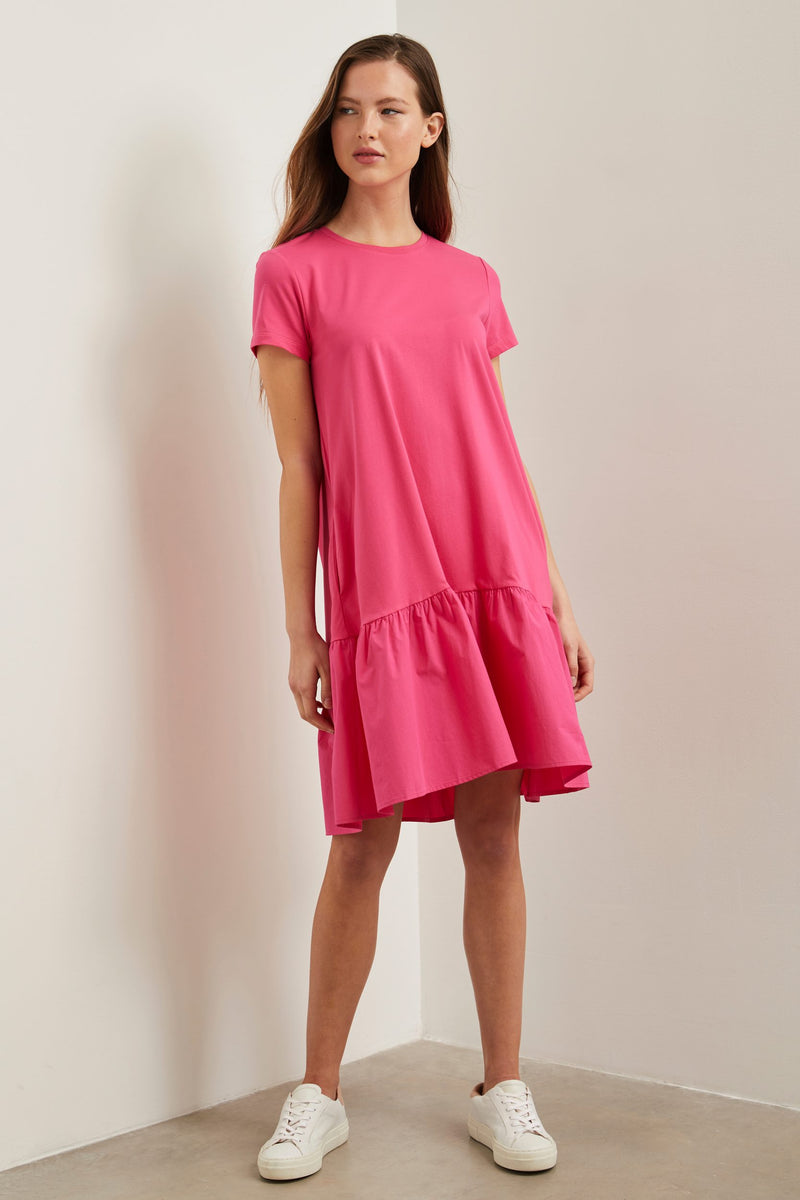 Jersey dress with poplin frill