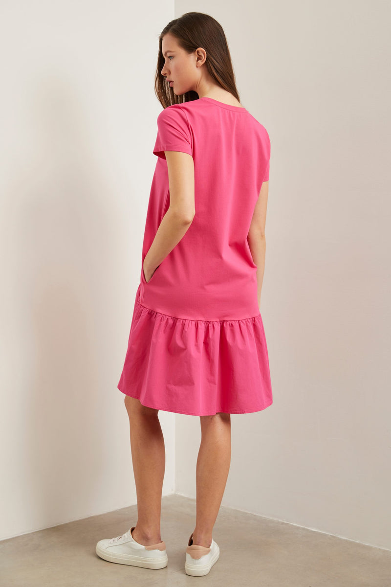 Jersey dress with poplin frill