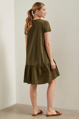 Jersey dress with poplin frill