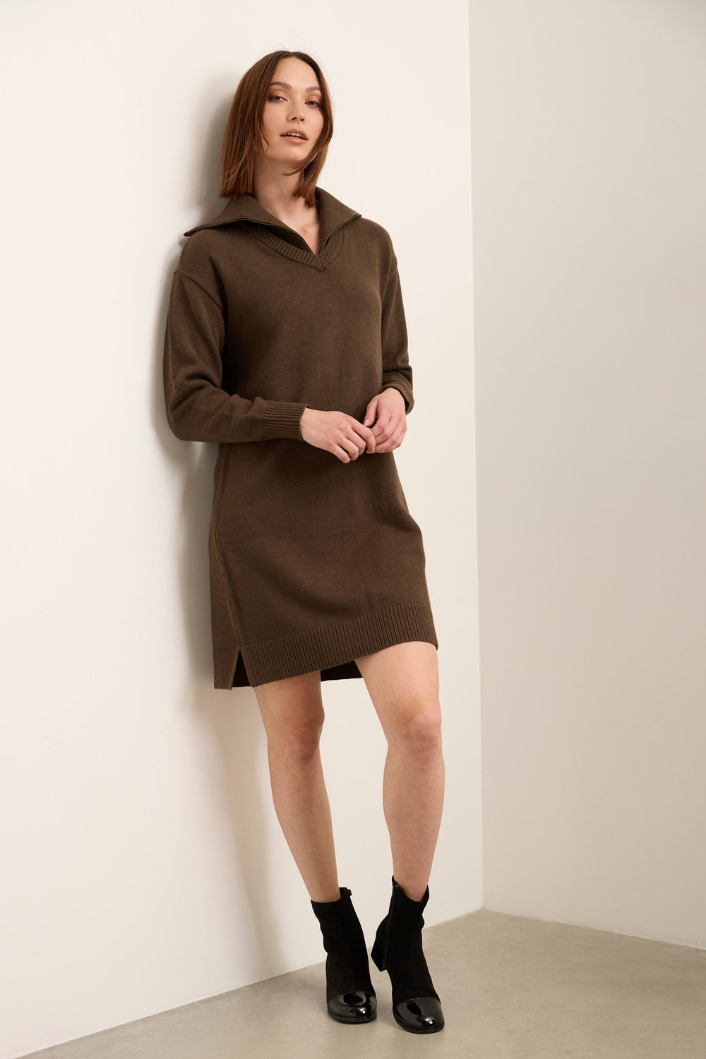 Knit Dress With Mock Neck