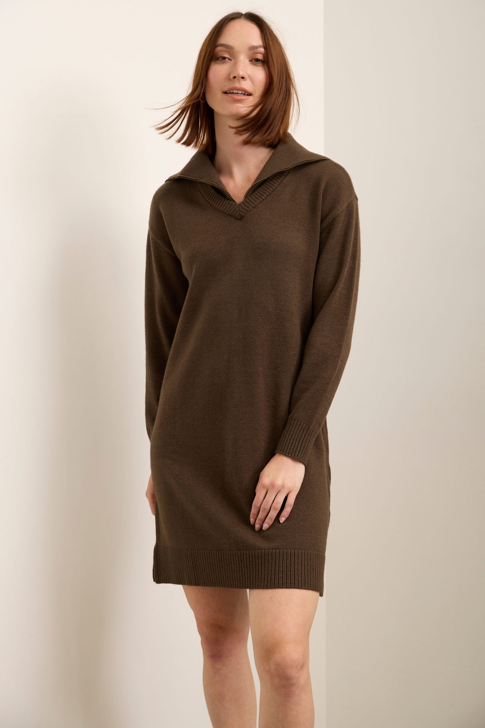 Knit Dress With Mock Neck