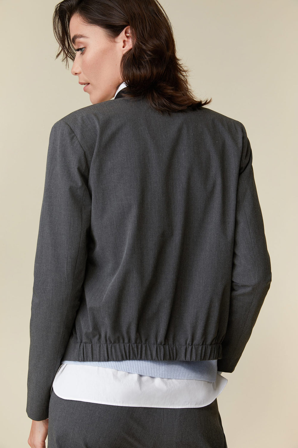 Basic bomber jacket with rib collar