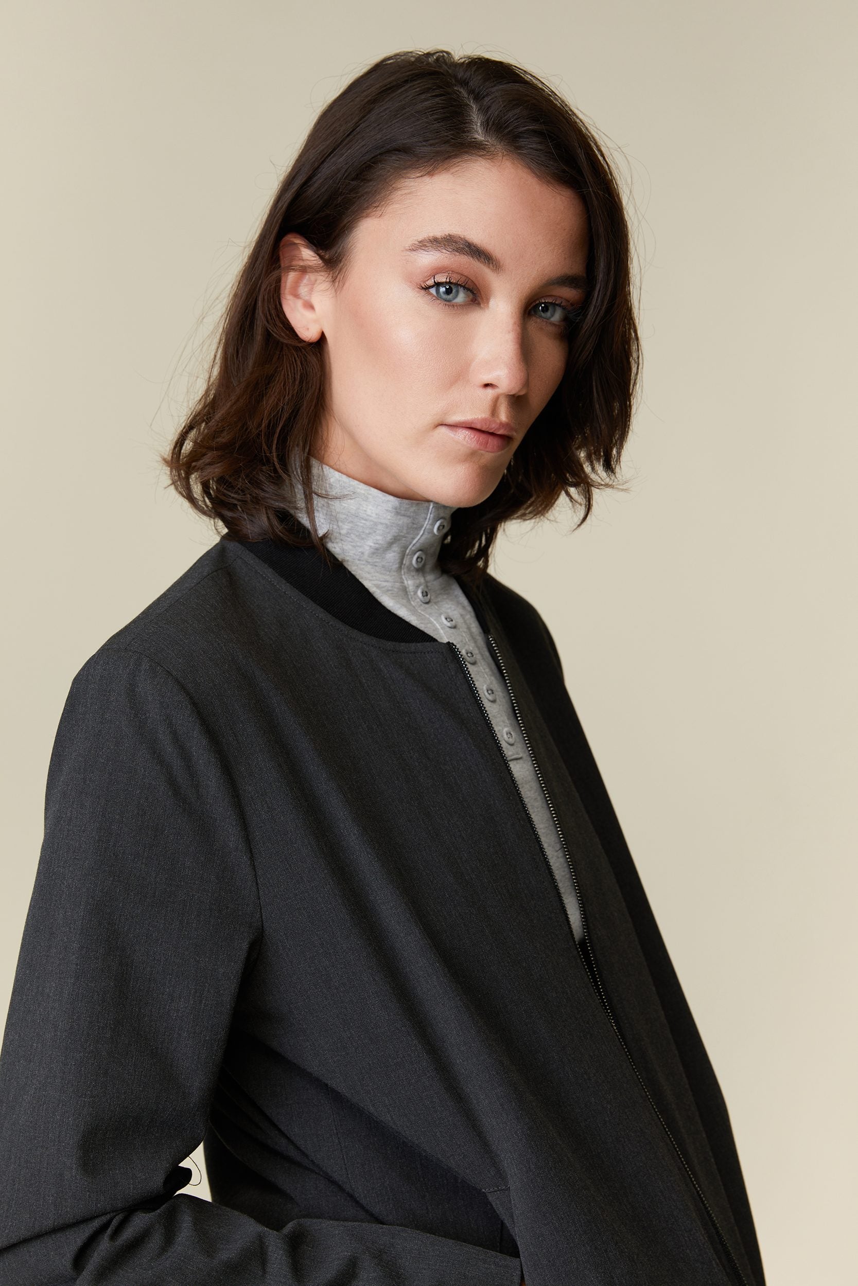 Basic bomber jacket with rib collar