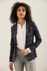 Windowpane Sport Chic Fitted Blazer