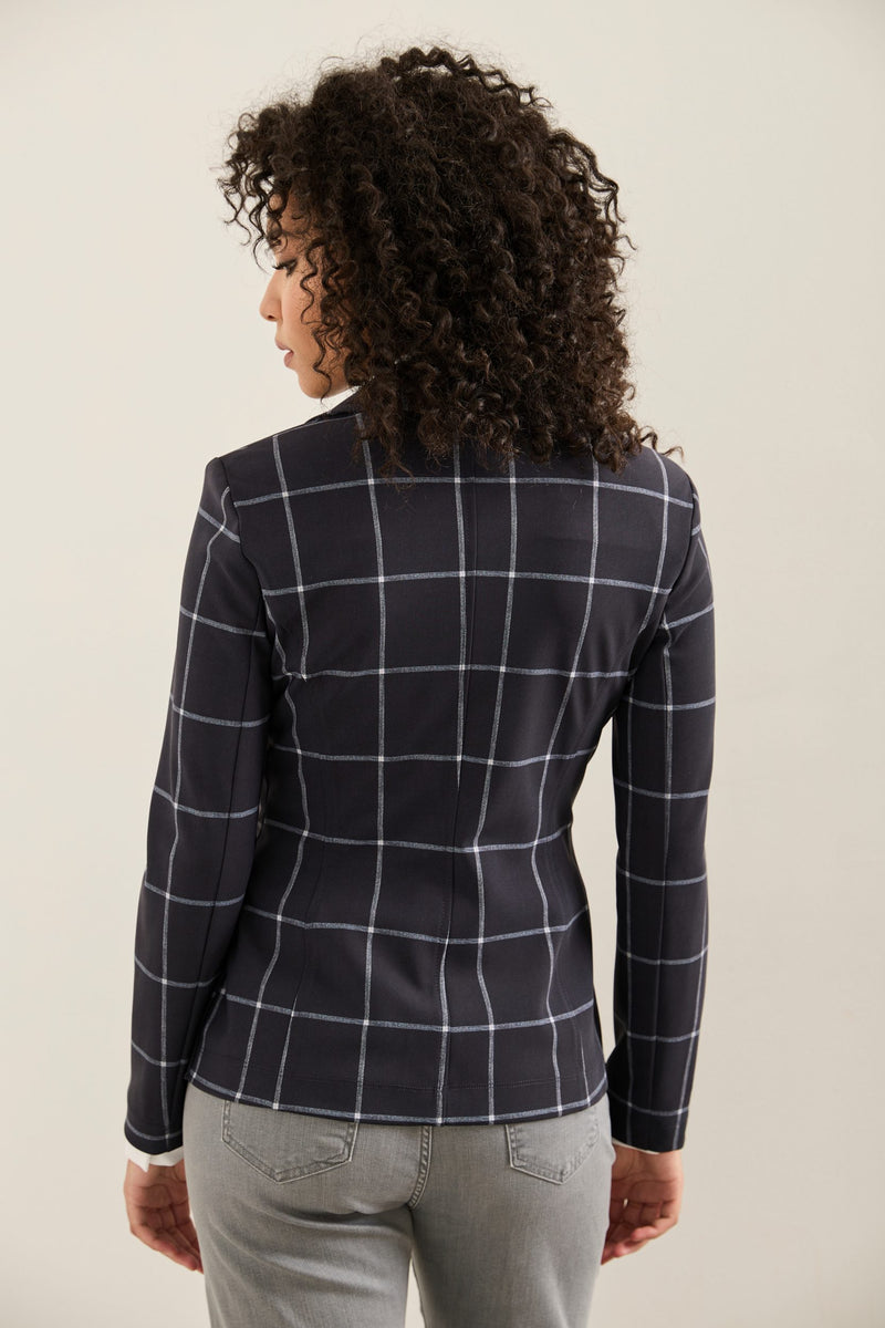 Windowpane Sport Chic Fitted Blazer