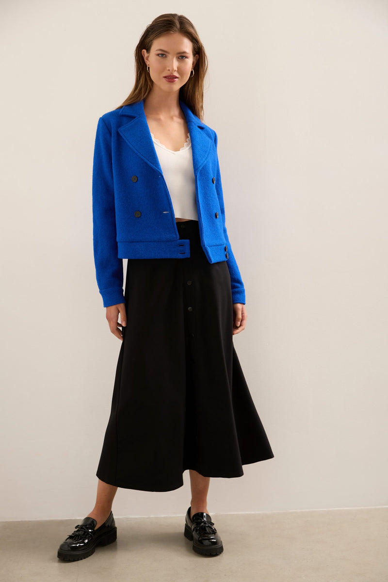 Cropped Boiled Wool Coat