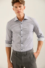 Micro Pattern Print Extra-Fitted Shirt