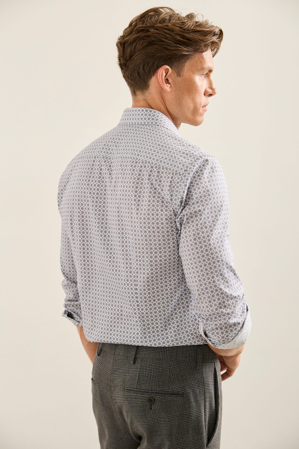 Micro Pattern Print Extra-Fitted Shirt