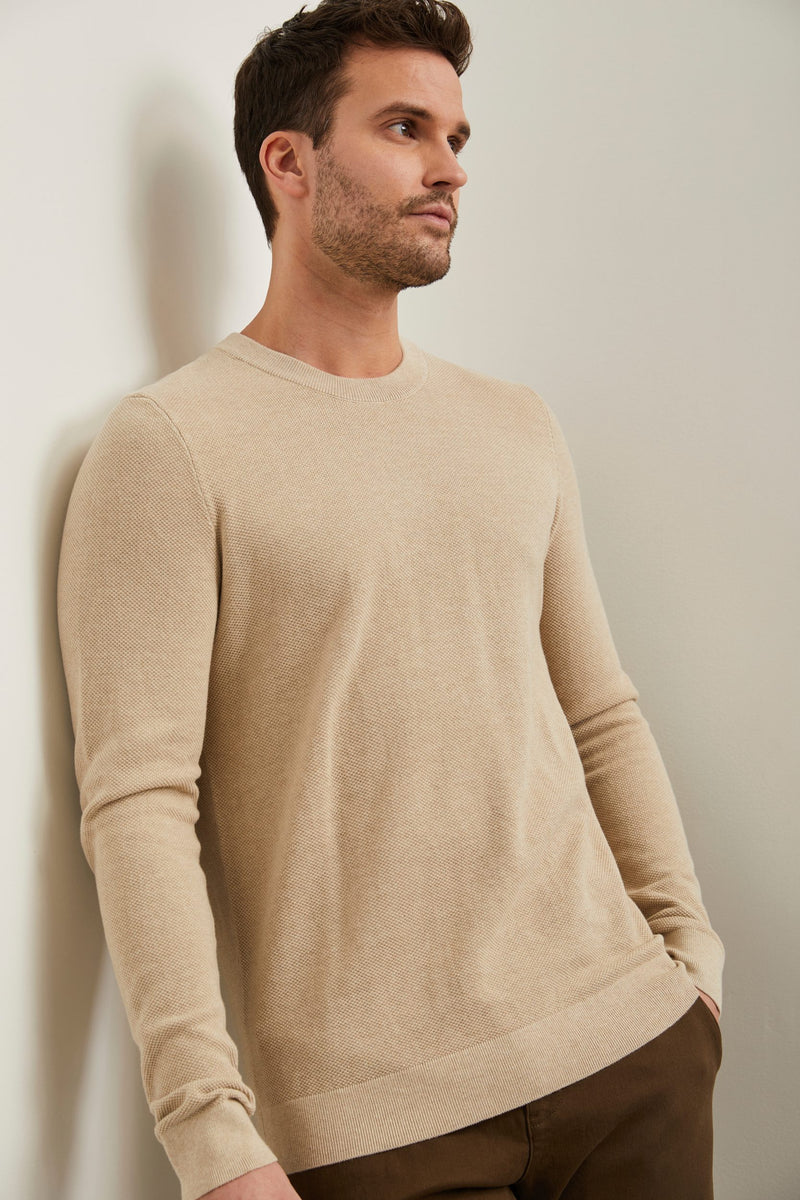 Textured crew neck sweater