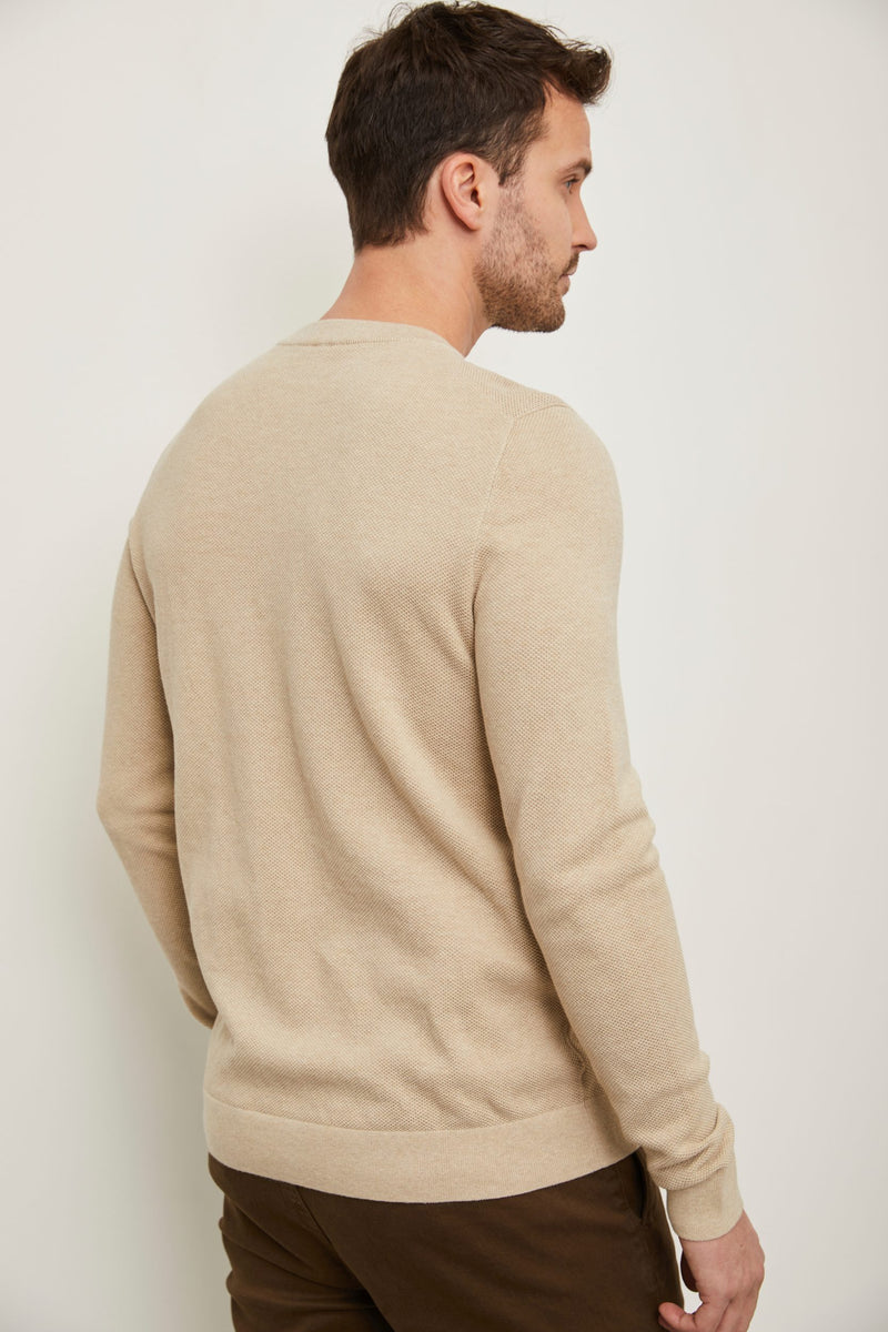 Textured crew neck sweater