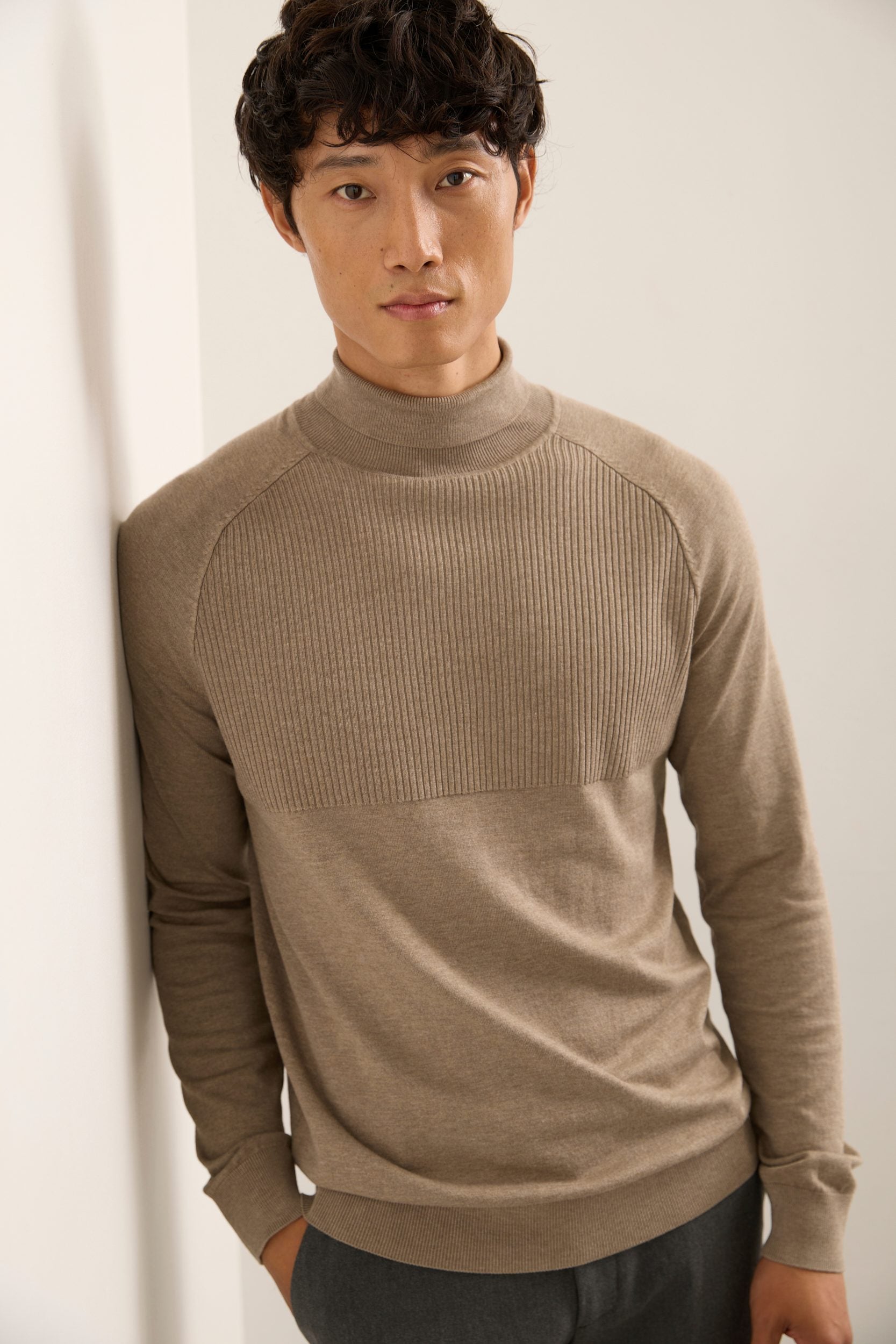 Textured Front Turtle Neck Sweater