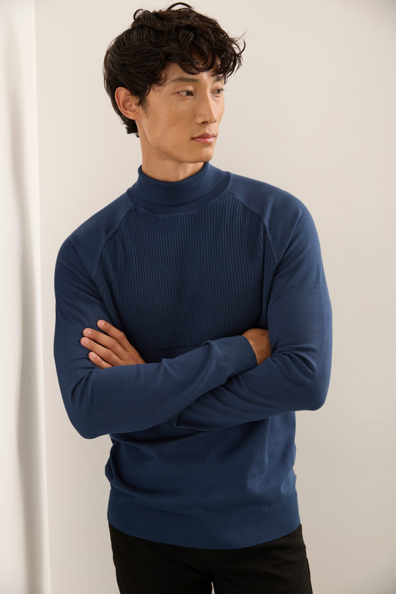 Textured Front Turtle Neck Sweater