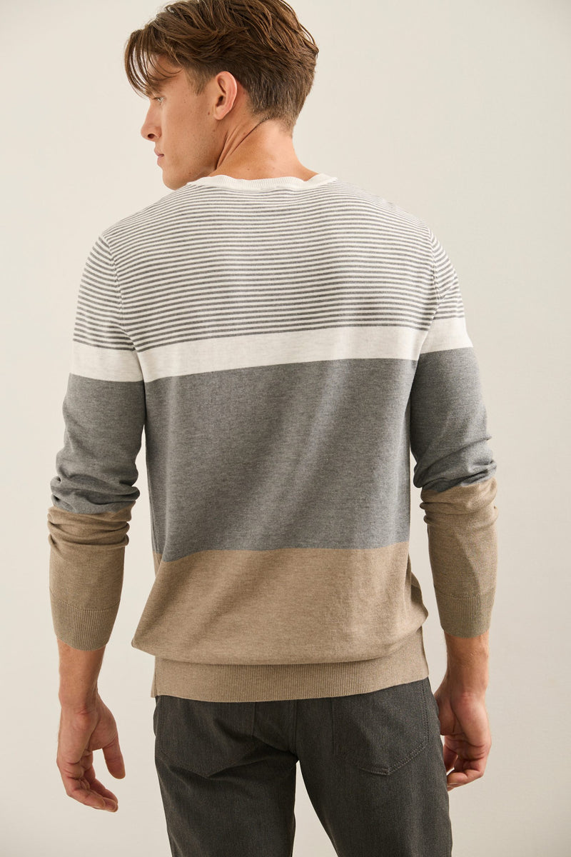 Block Stripe Crew Neck Sweater