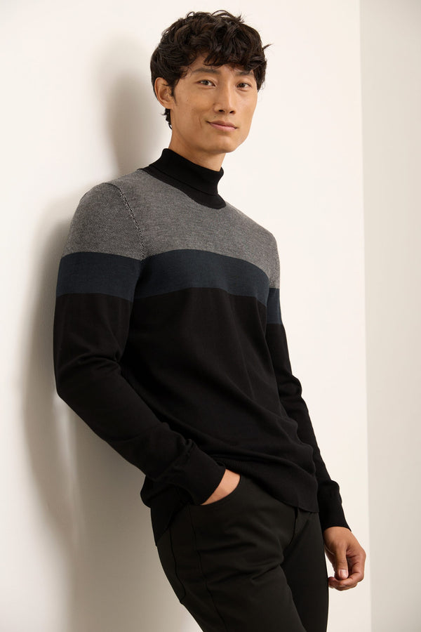 Colour Block Turtle Neck Sweater