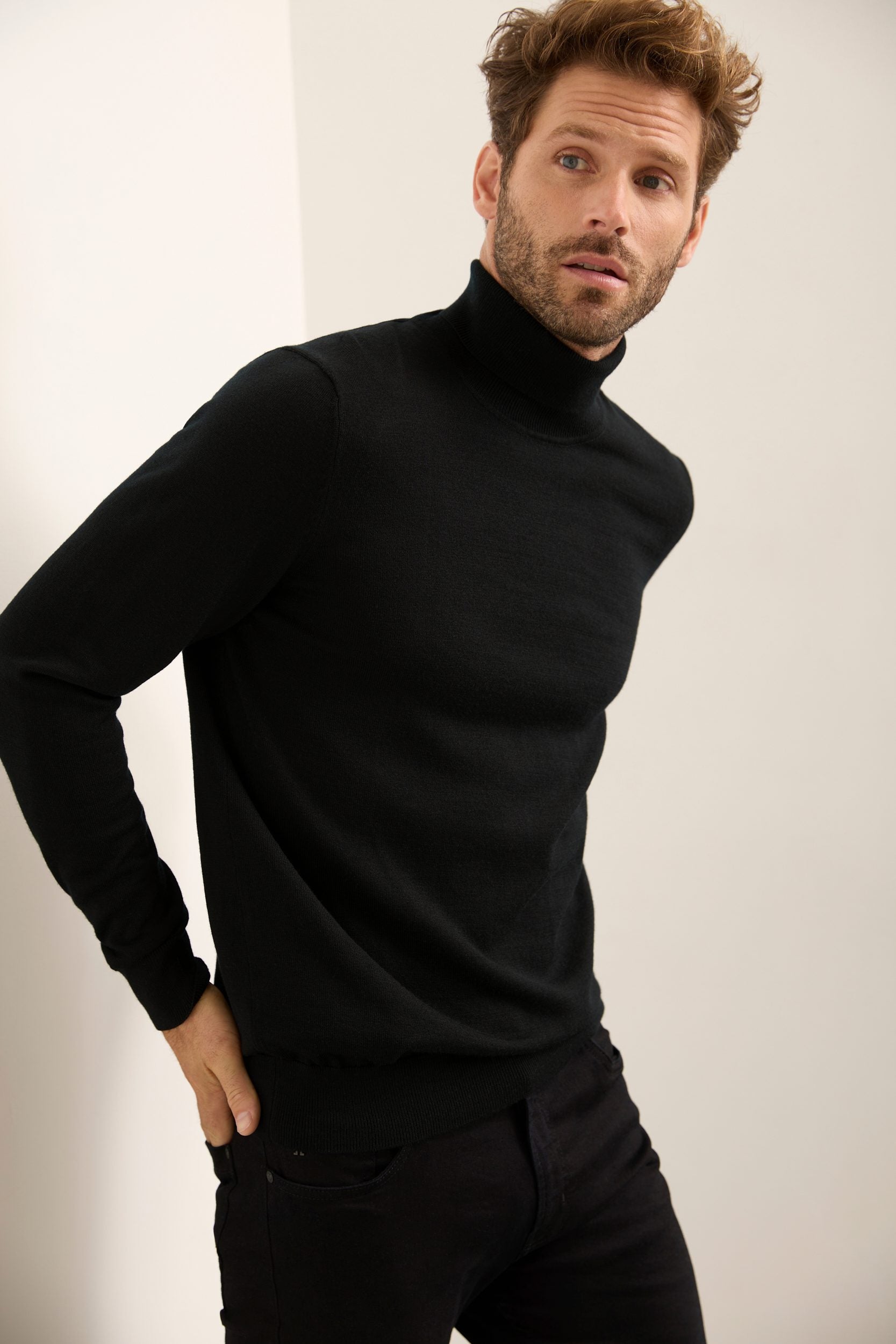 Merino Wool Turtle Neck Sweater