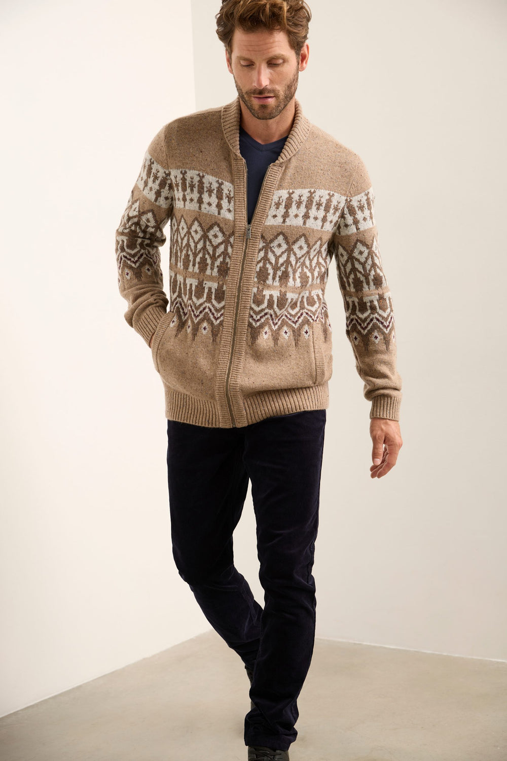 Small Shawl Collar Fair Isle Sweater