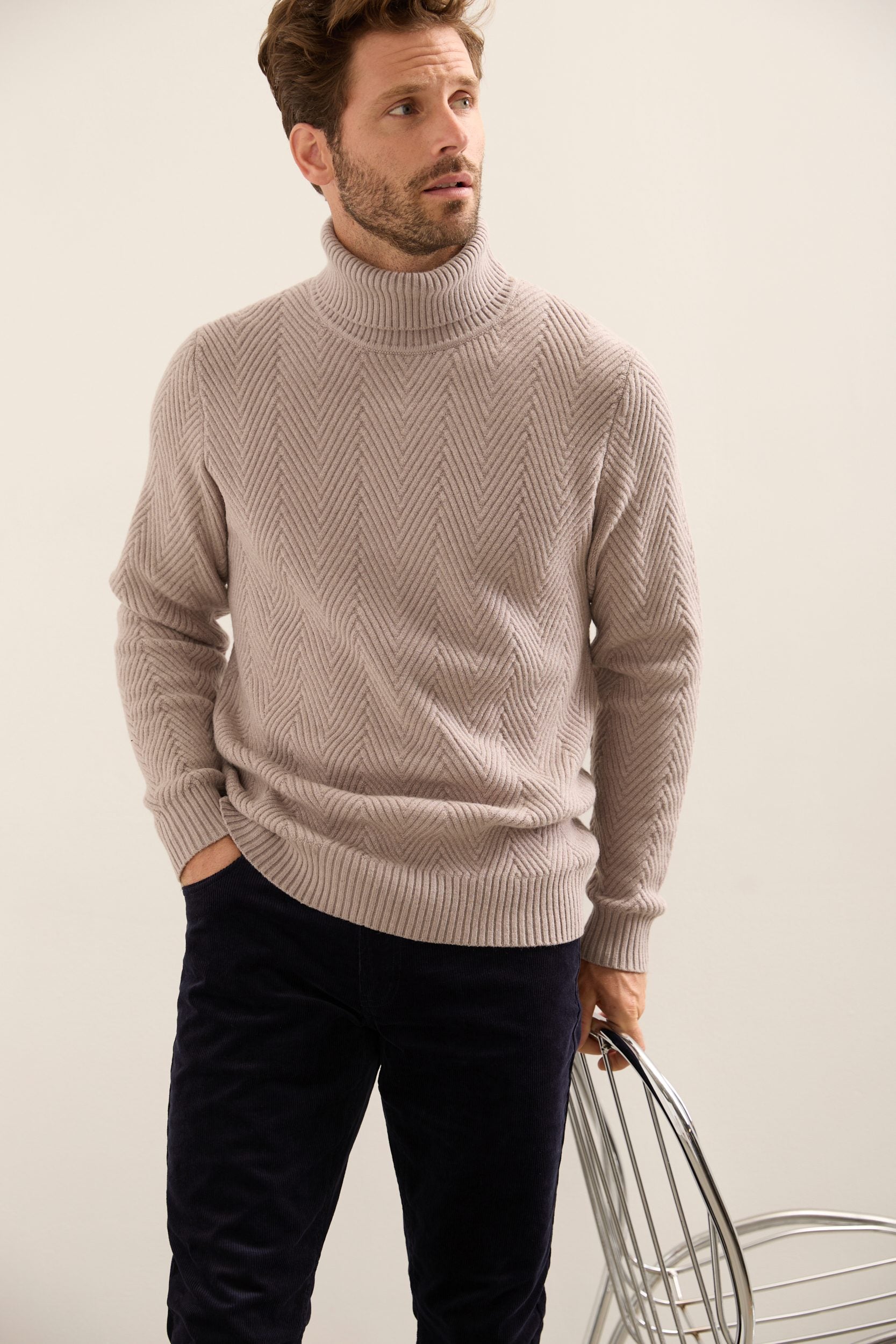 Herringbone Turtle Neck Sweater