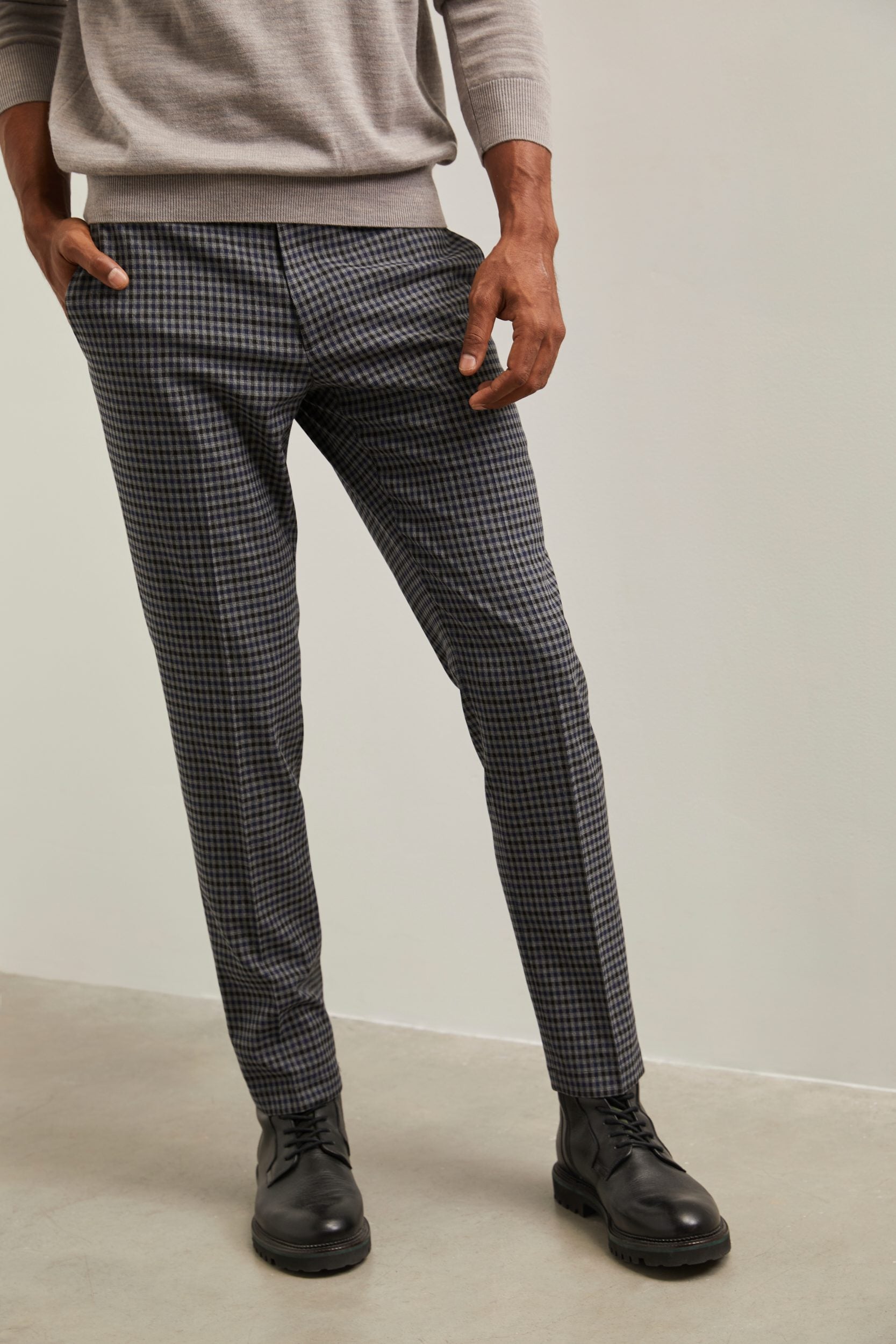 Slim fit micro check pant