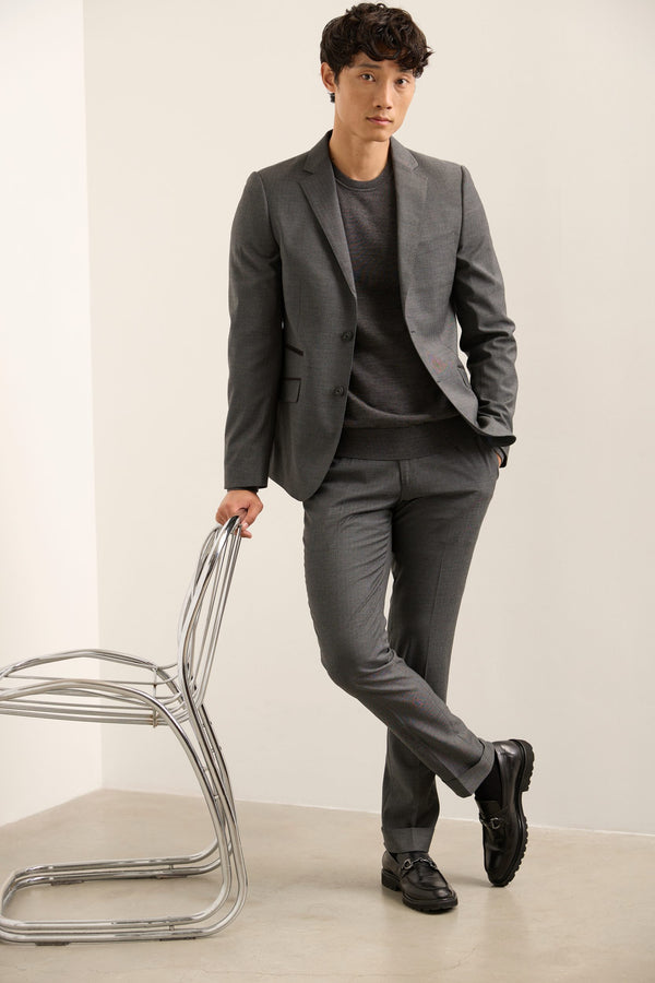 Herringbone Slim Fit Pant With Cuffs