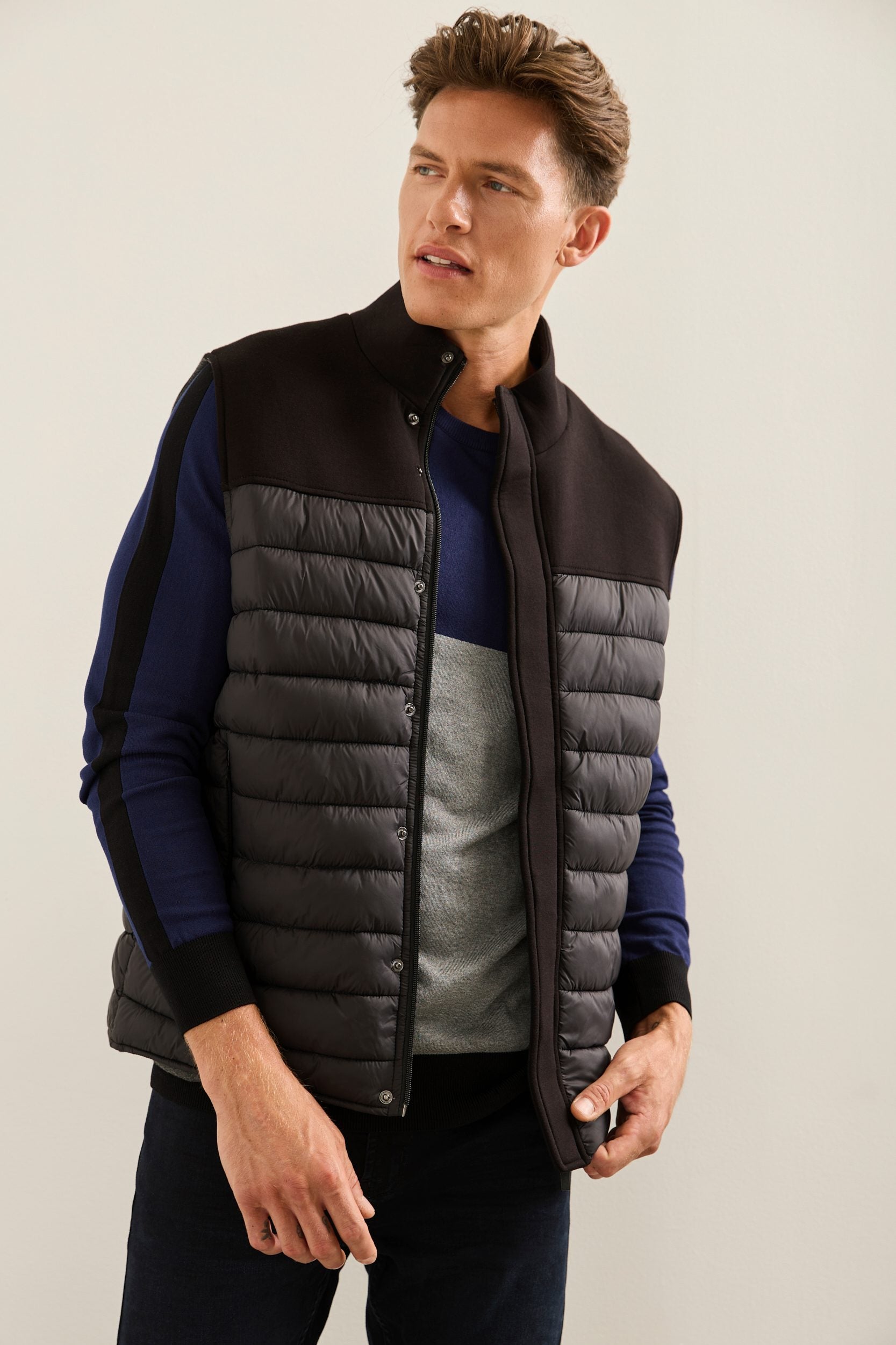 Mixed Fabric Quilted Vest