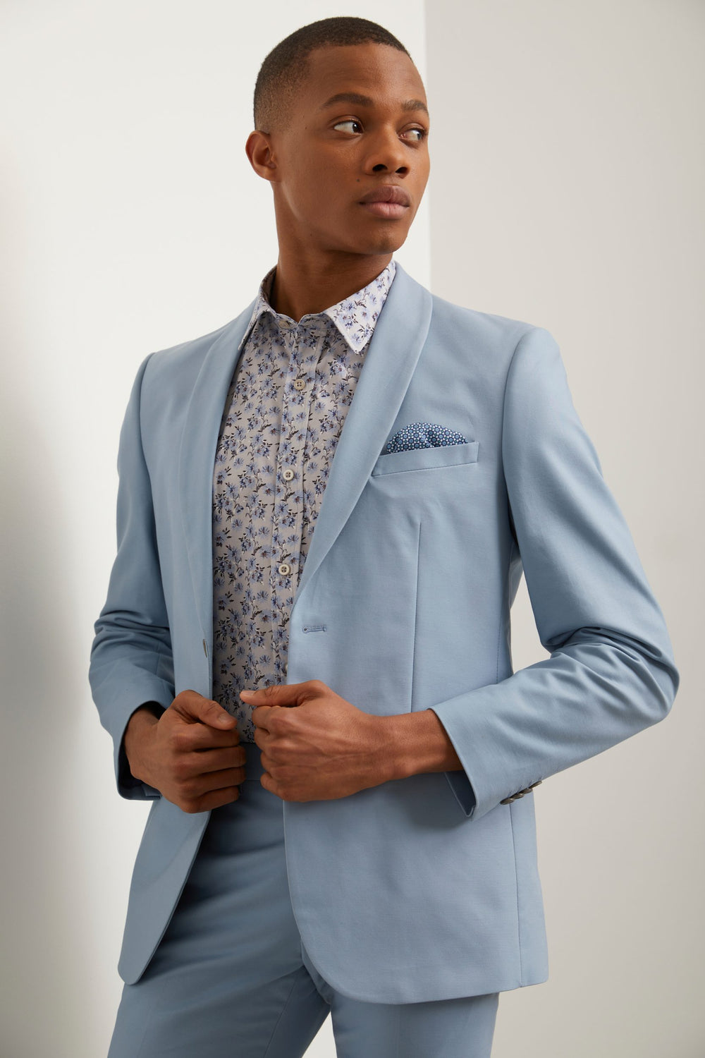 Solid shawl collar Fitted blazer