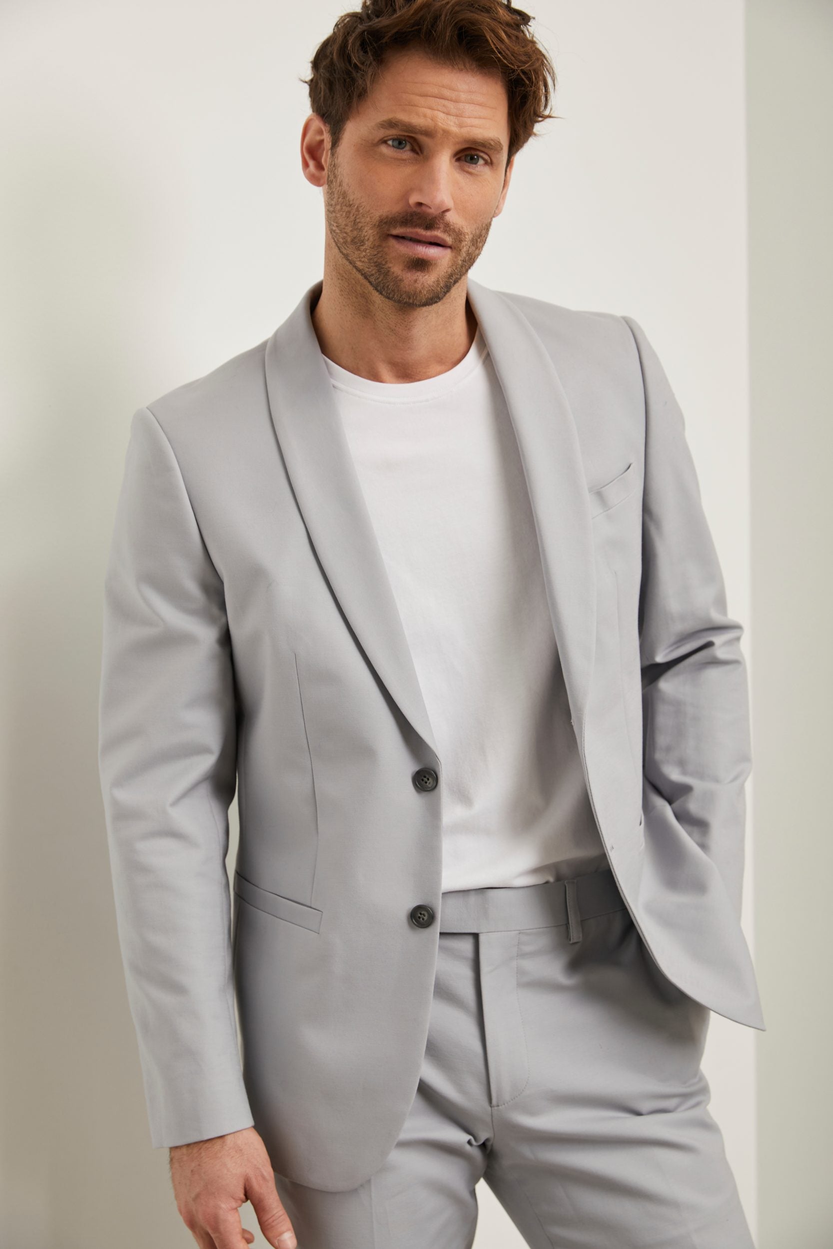 Solid shawl collar Fitted blazer