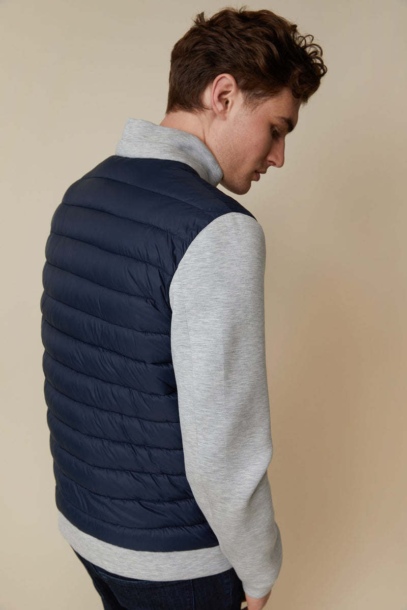 Mixed fabric quilted jacket