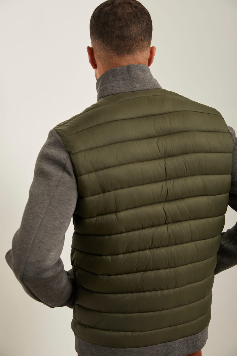 Mixed fabric quilted jacket