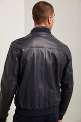 Leather bomber jacket