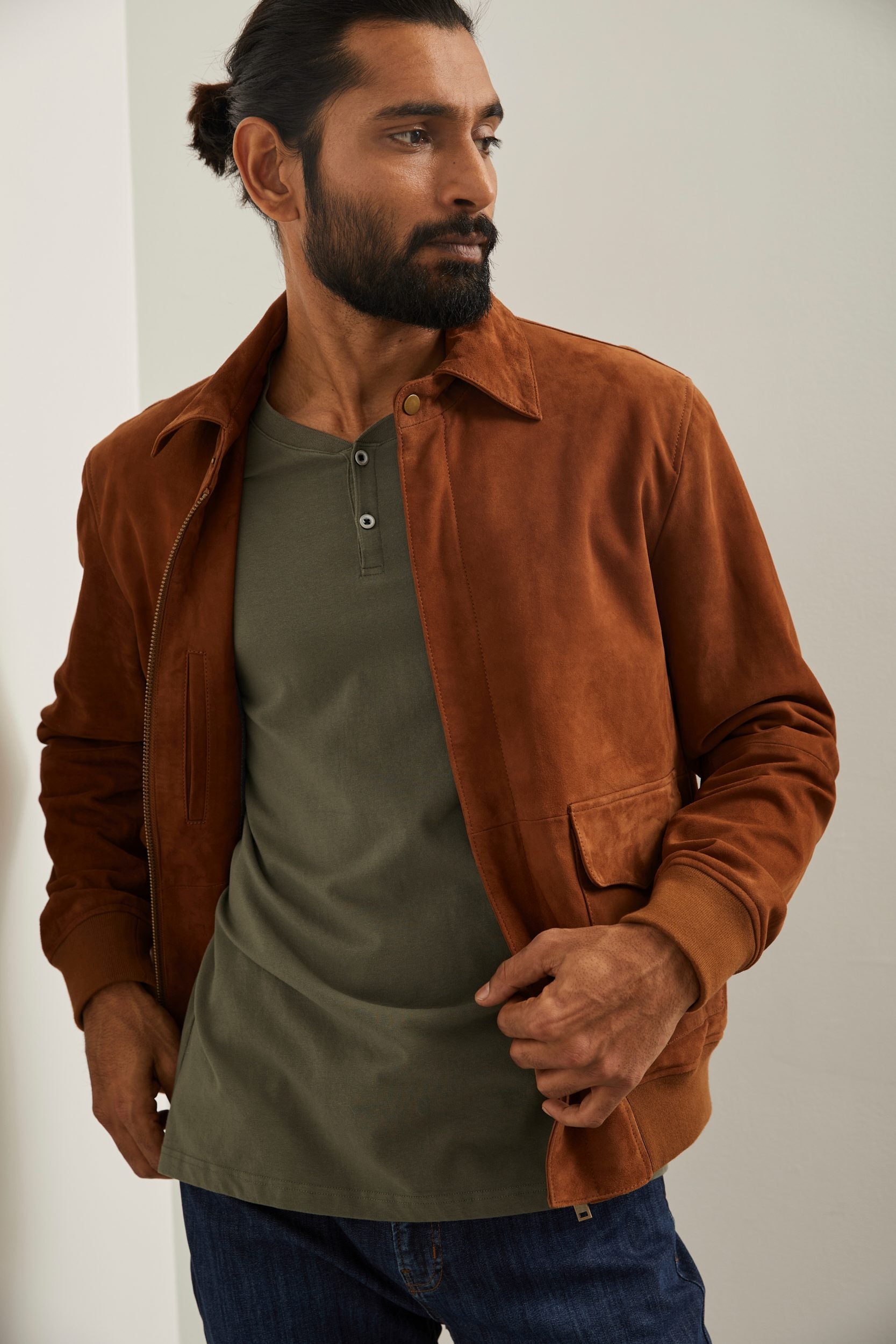 Suede bomber jacket